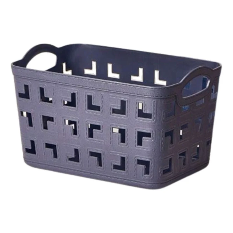 Canasto Plastico Calado Con Asas 31.5x20x18cm Azul Zona Ofertas