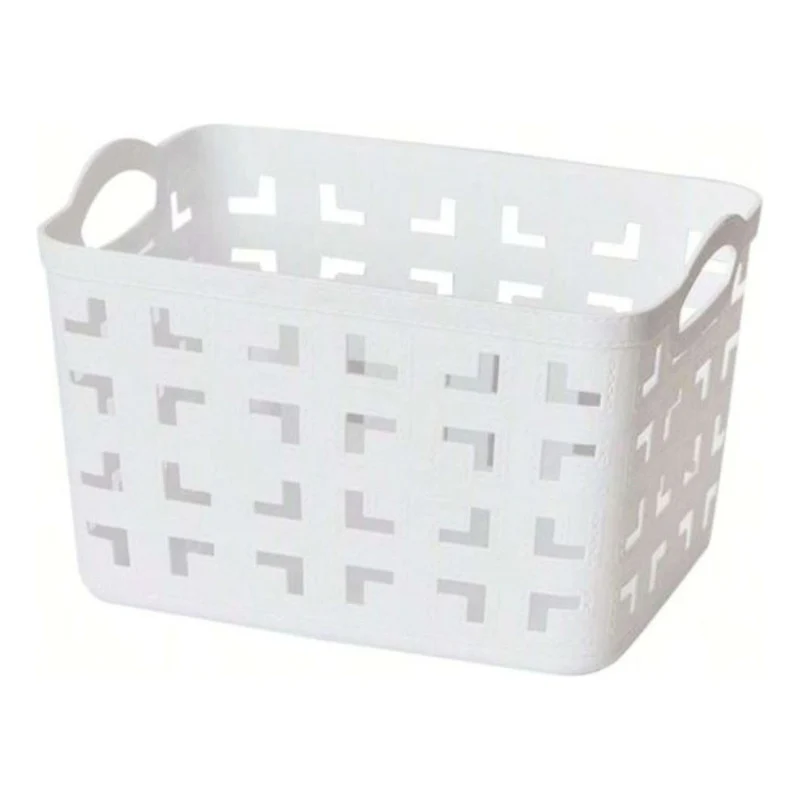 Canasto Plastico Calado Con Asas 31.5x20x18cm Azul Zona Ofertas