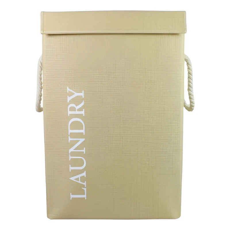Canasto De Tela Para Ropa 54x36x32cm. Laundry Beige Lisa Zona Ofertas