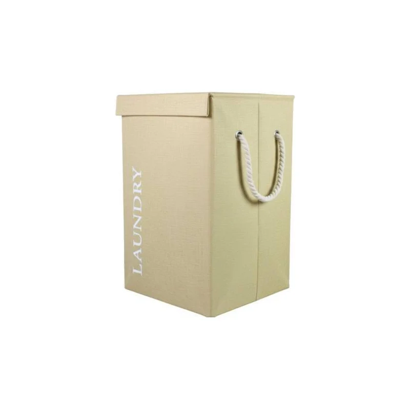 Canasto De Tela Para Ropa 54x36x32cm. Laundry Beige Lisa Zona Ofertas