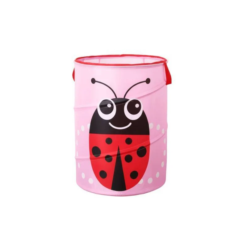Canasto De Tela Plegable Infantil 40x36cm. Con Dibujos Rosa Zona Ofertas