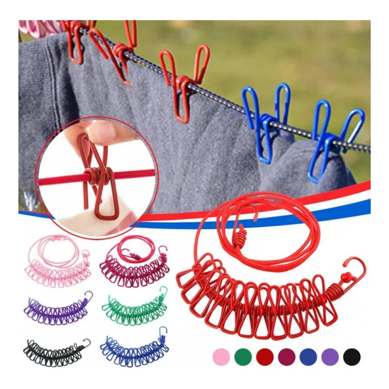 Cuerda Elastica Para Colgar Ropa Con Palillos V Zona Ofertas