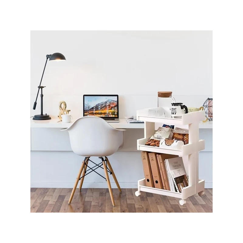 Mueble Estanteria De Plastico 3 Estantes Bandeja Con Rueda Blanco Zona Ofertas