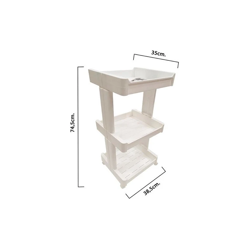 Mueble Estanteria De Plastico 3 Estantes Bandeja Con Rueda Blanco Zona Ofertas
