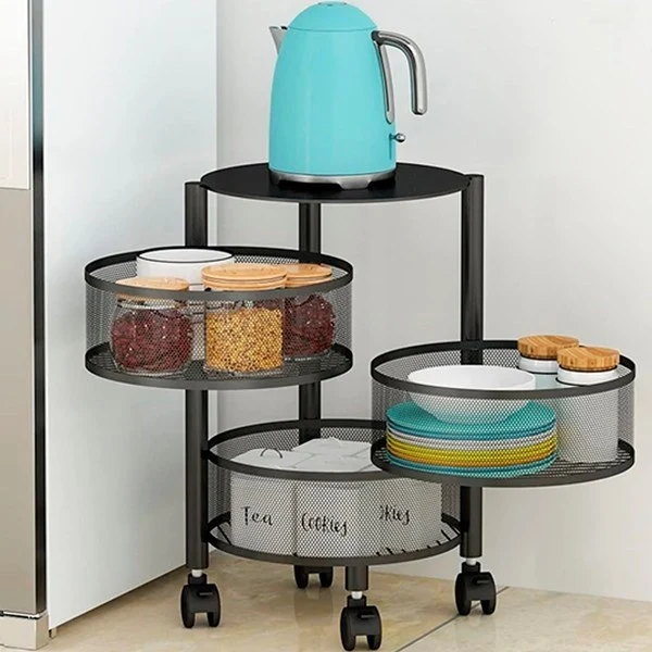 Organizador De Metal 4 Estantes 2 Giratorios Con Ruedas V Zona Ofertas