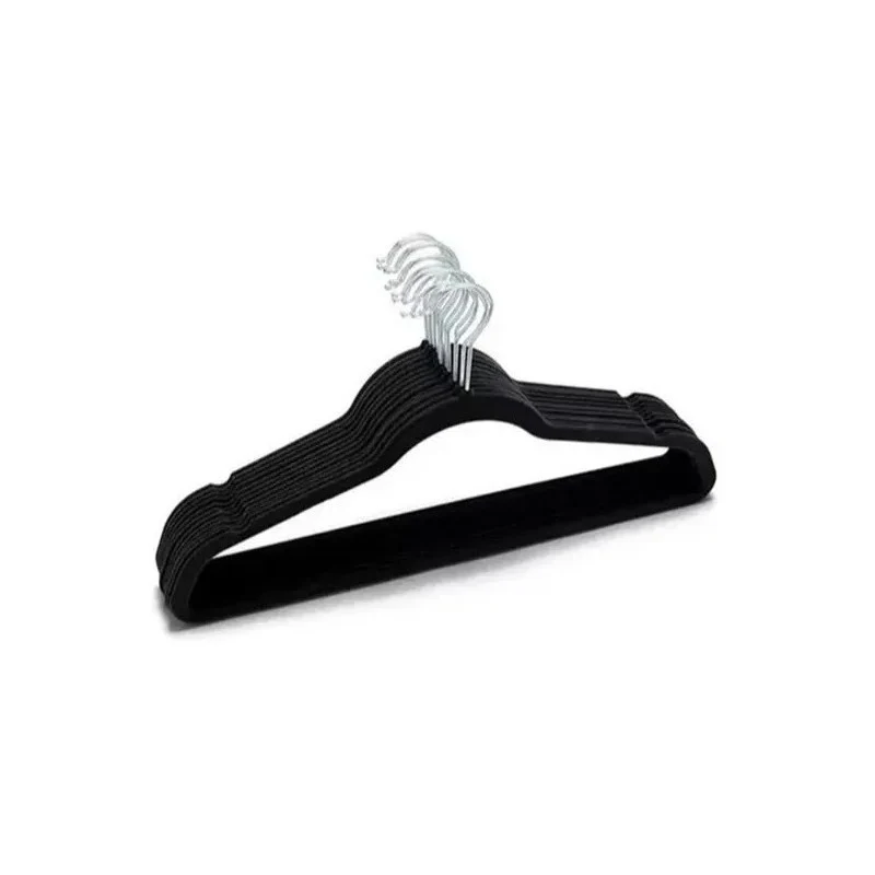 Percha De Terciopelo Antideslizante Negras Pack 10 Unidades Negro Zona Ofertas