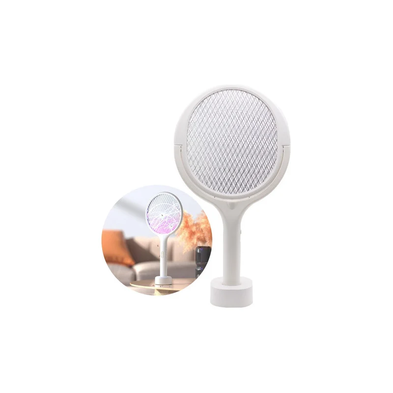 Raqueta Matamoscas Electrico Con Base Usb Inclinacion Blanco Zona Ofertas