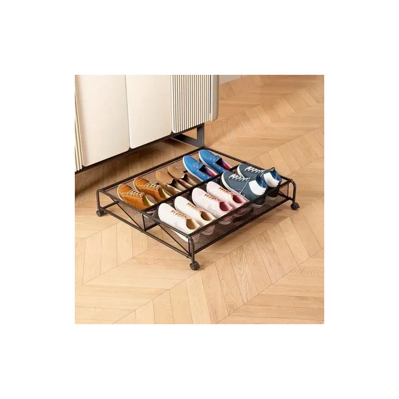 Zapatera Bajo Cama 6pares Organizador Calzados Metal Ruedas Negro Zona Ofertas