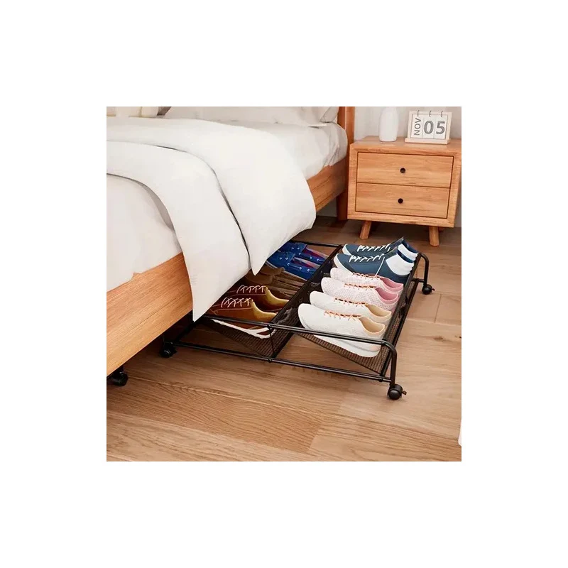 Zapatera Bajo Cama 6pares Organizador Calzados Metal Ruedas Negro Zona Ofertas
