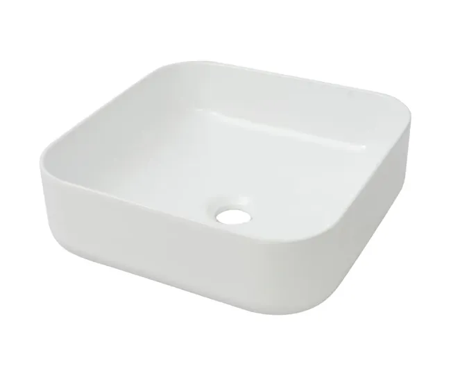 Antimanchas Lavabo - Lavamanos cuadrado de cerámica negro 38x38x13,5 cm