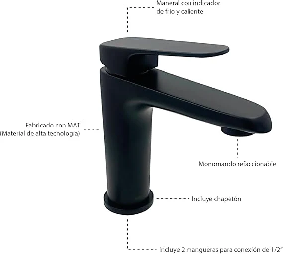 Concentrado Premium MONOMANDO LAVABO SIN CONTRA POTENZA EBANO POT-100-EB