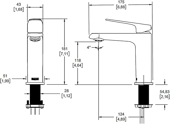 Concentrado Premium MONOMANDO LAVABO SIN CONTRA POTENZA EBANO POT-100-EB