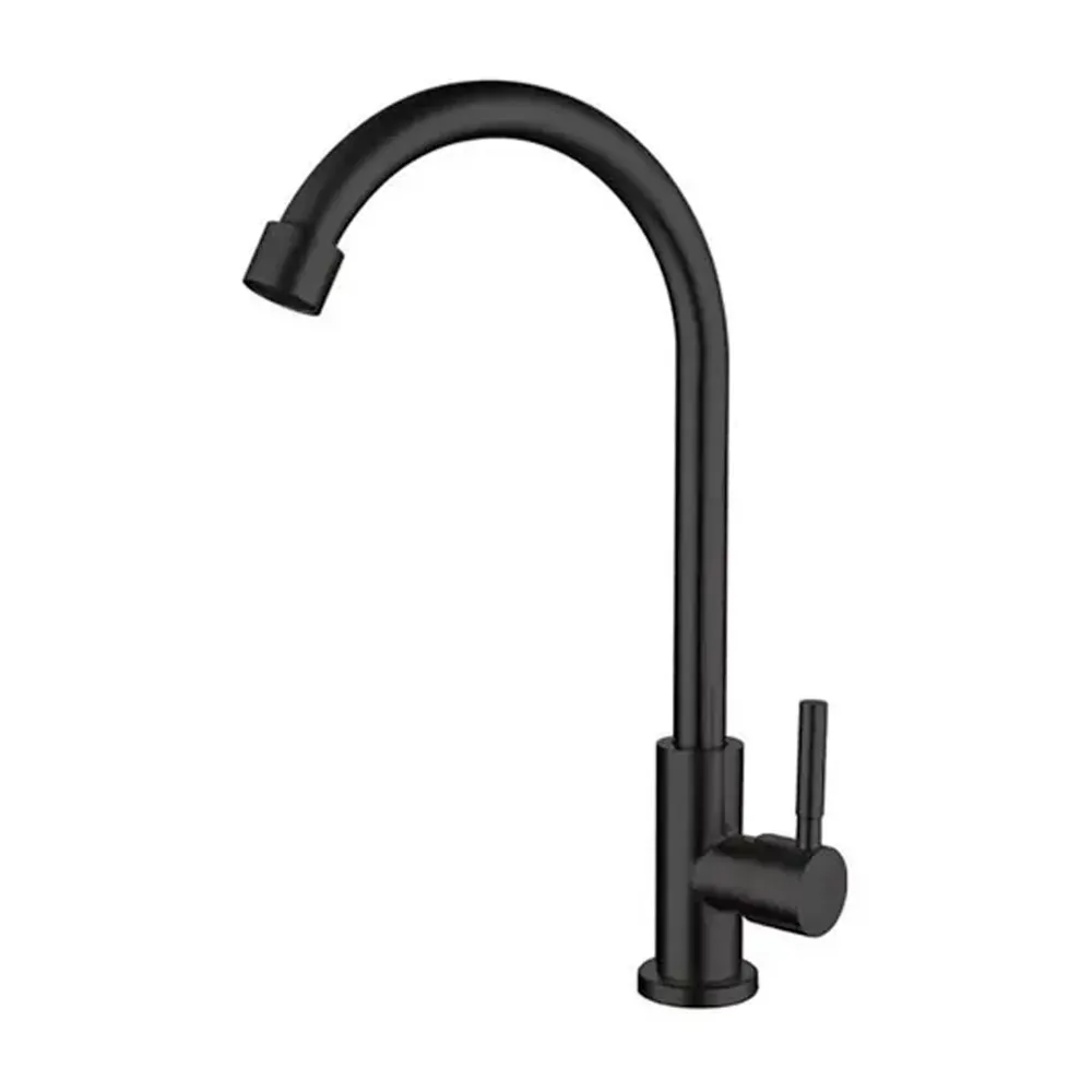 Griferia Lavaplatos Agua Fria Cuello Ganso Negro Mate 3L