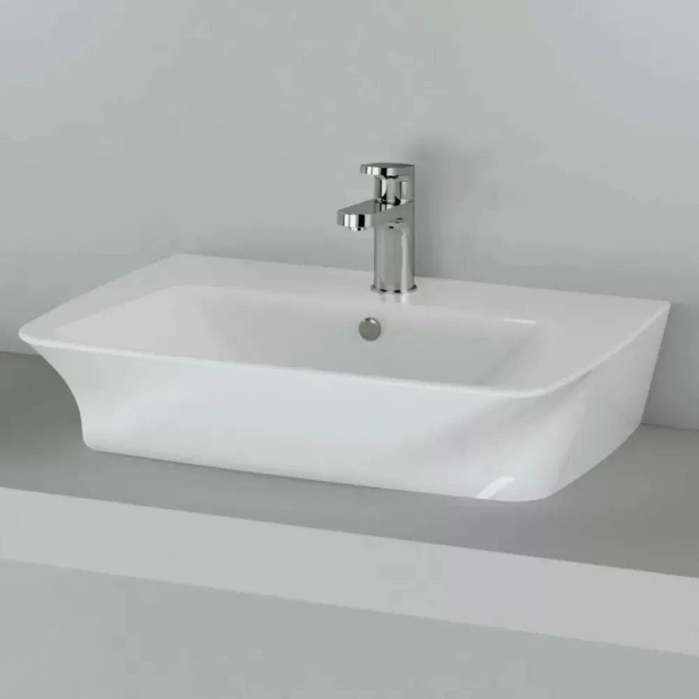 Hipoalergénico Lavabo sospeso o da appoggio Ceramica Azzurra serie Hera 78x43x14,5 cm - Bianco lucido