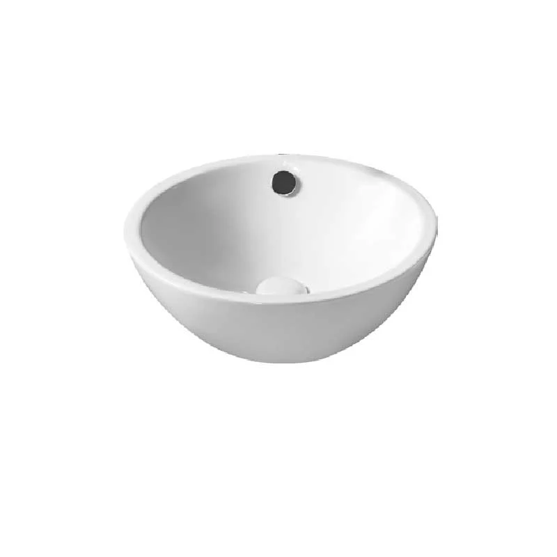 Lavabo de apoyo blanco redondo con rebosadero diámetro 39,5 cm con Protector UV