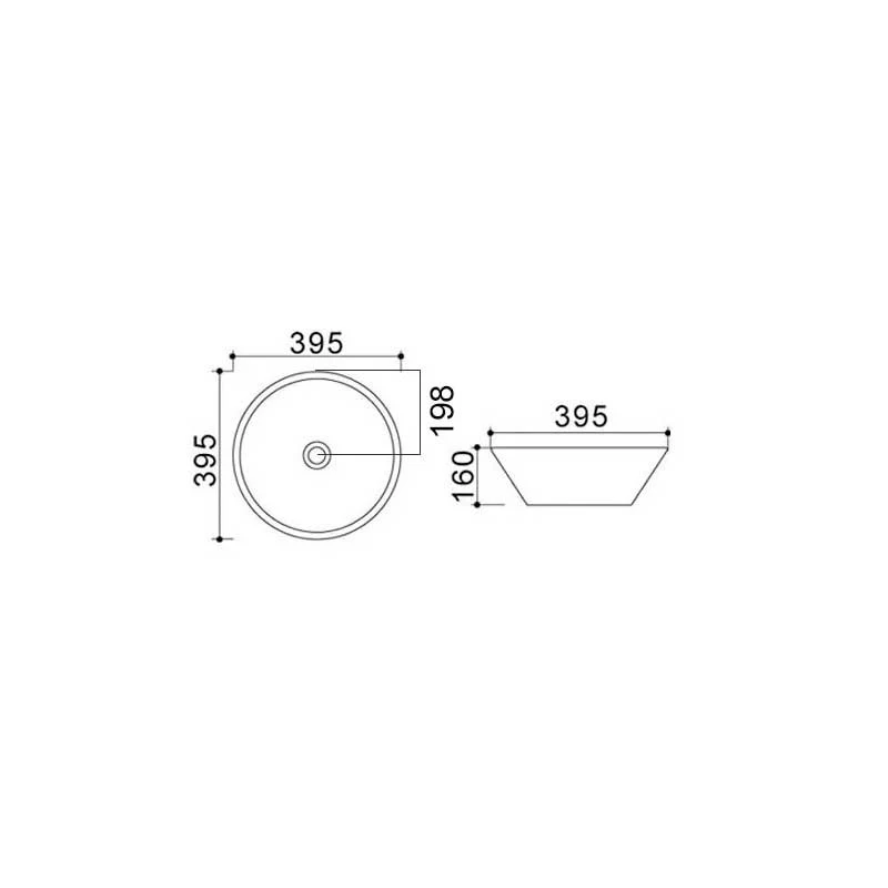 Lavabo de apoyo blanco redondo con rebosadero diámetro 39,5 cm con Protector UV
