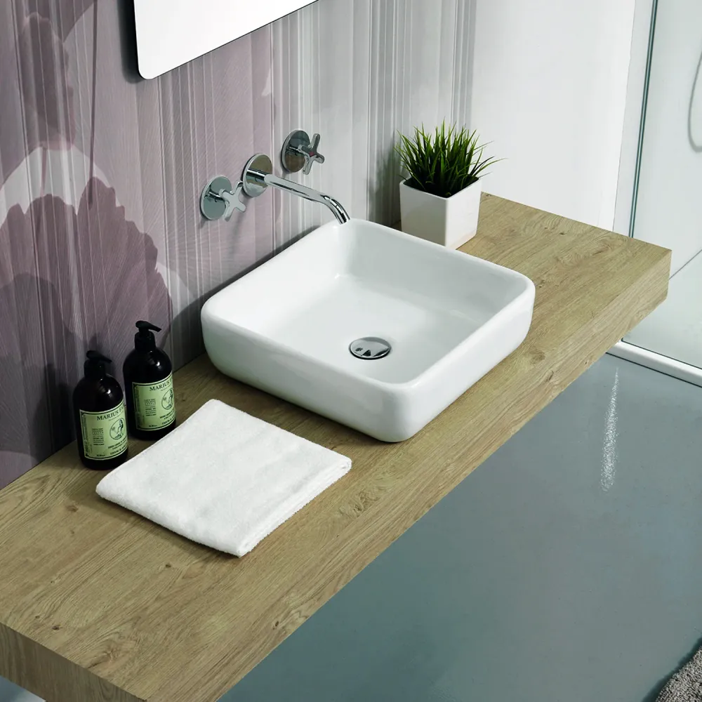 Lavabo de apoyo cuadrado sin rebosadero Linpha Sanitary cm 40x40