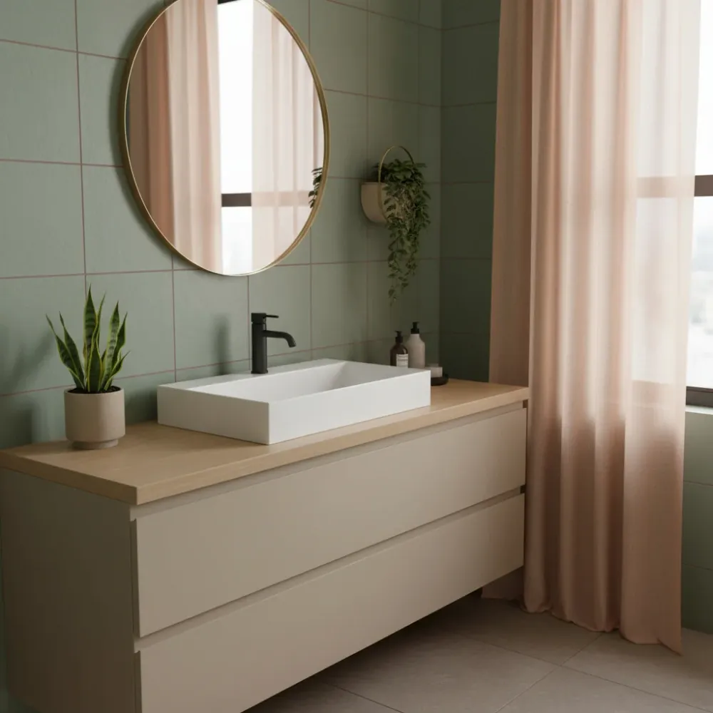 Lavabo de apoyo/colgado Azzurra serie Elegance Squared 102x40 cm - Blanco luminoso 3L