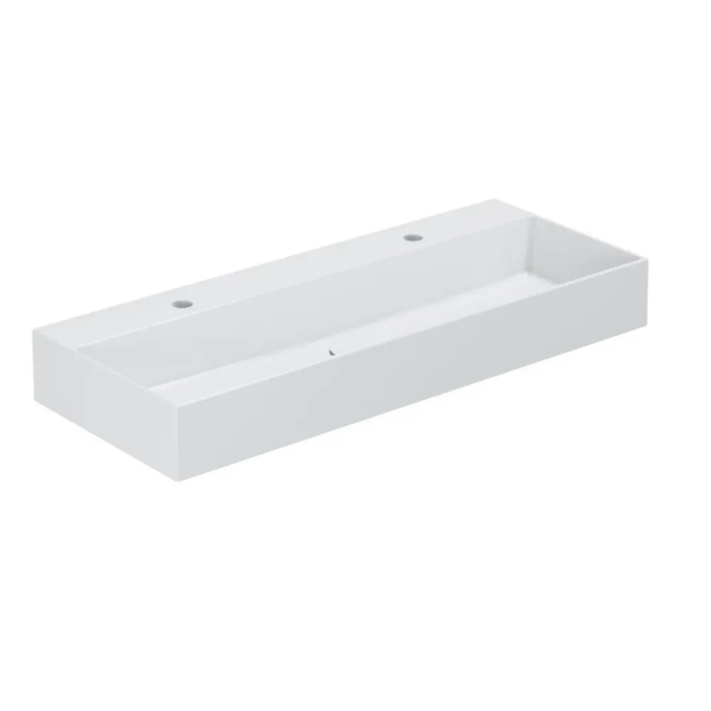 Lavabo de apoyo/colgado Azzurra serie Elegance Squared 122x40 cm - Blanco deslumbrante