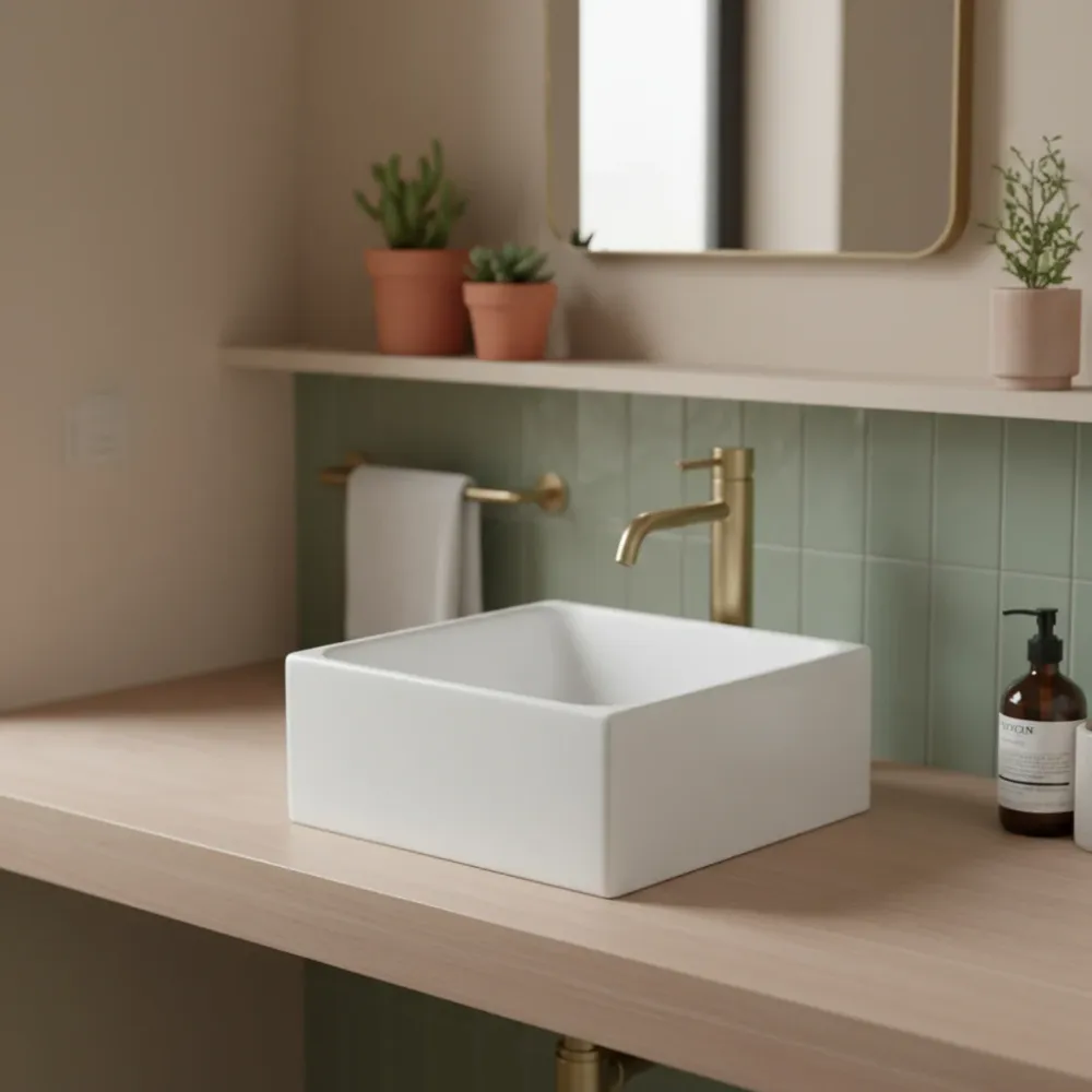 Lavabo da appoggio Azzurra Elegance Squared 25x25 cm - Bianco lucido