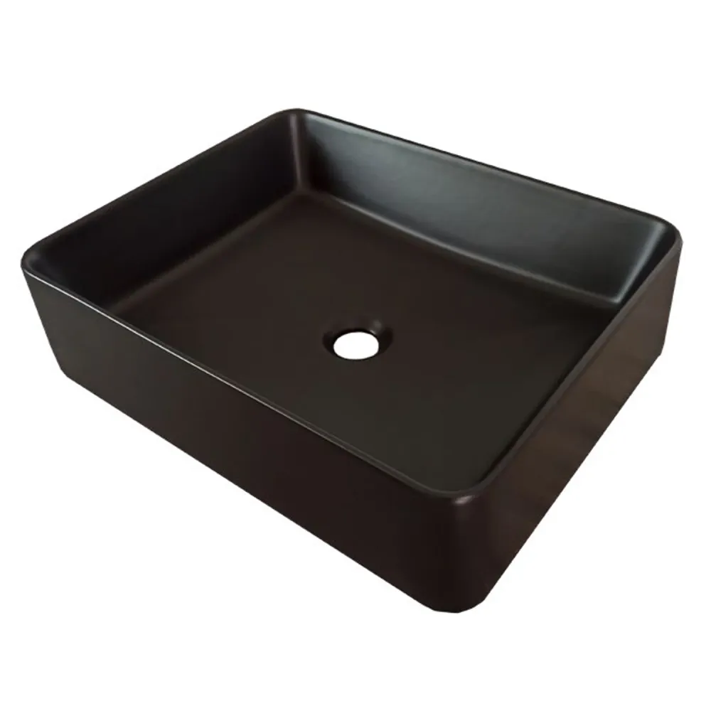 Lavabo da appoggio rettangolare ceramica nero opaco cm 53x42