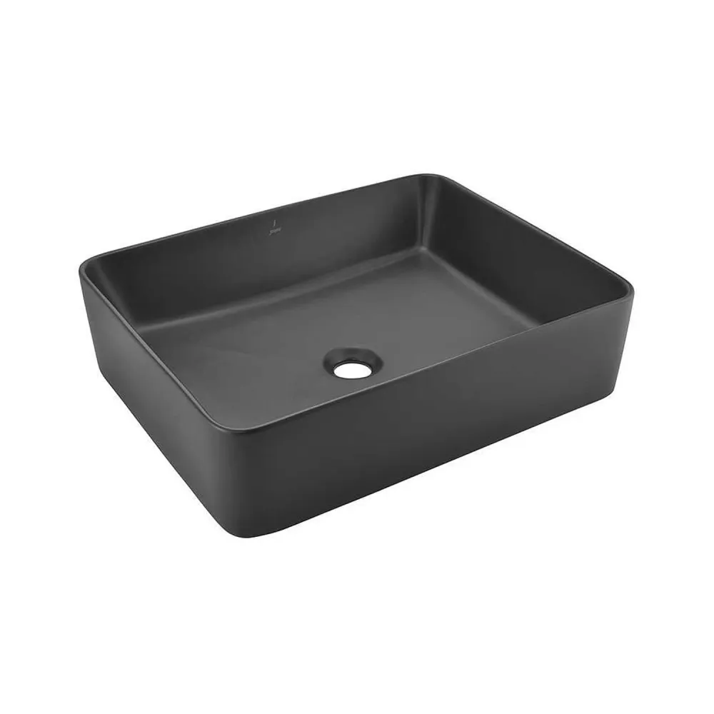 Lavabo da appoggio rettangolare ceramica nero opaco cm 53x42