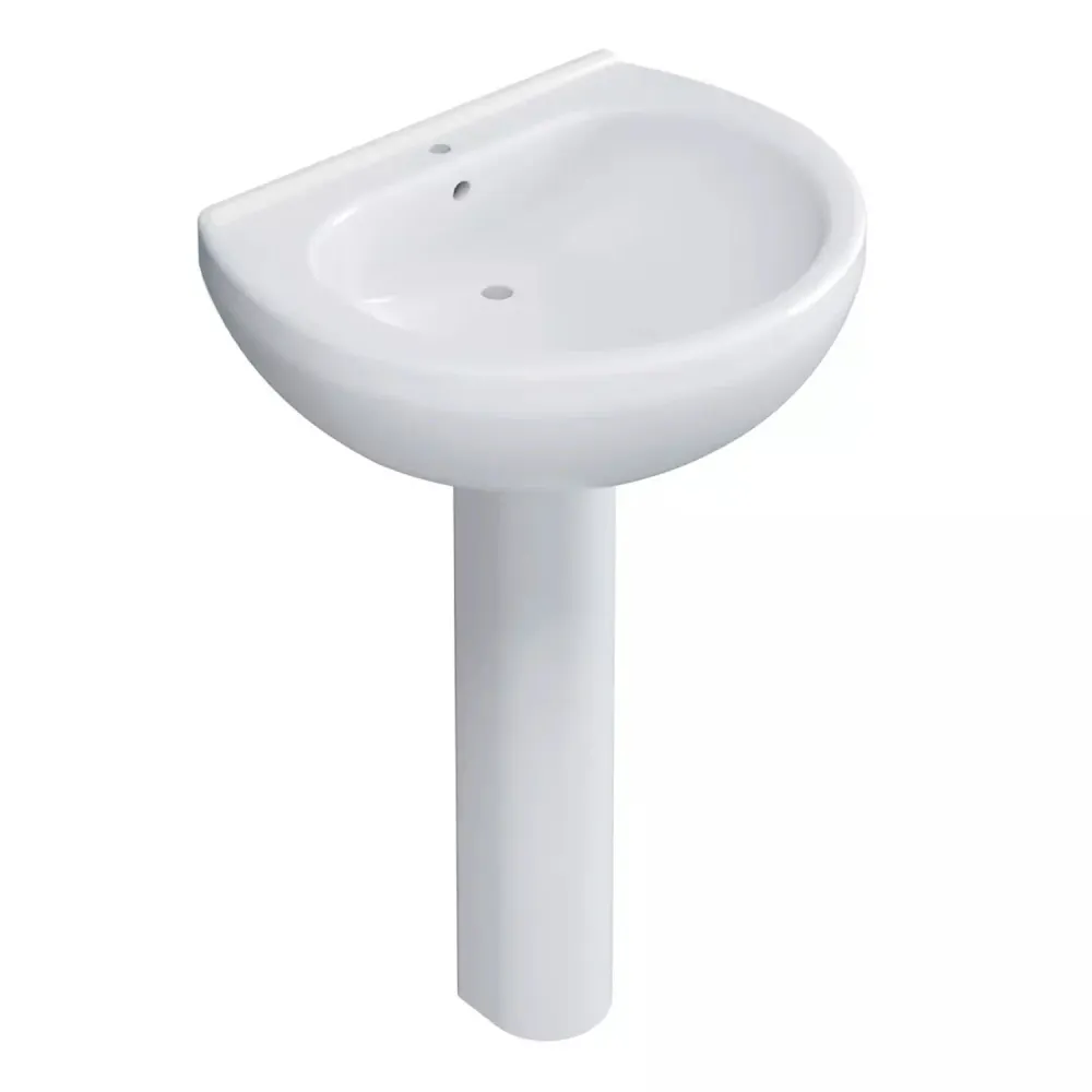Lavabo bagno 55 cm con colonna H. 82 cm serie Orchidea ceramica Bianca