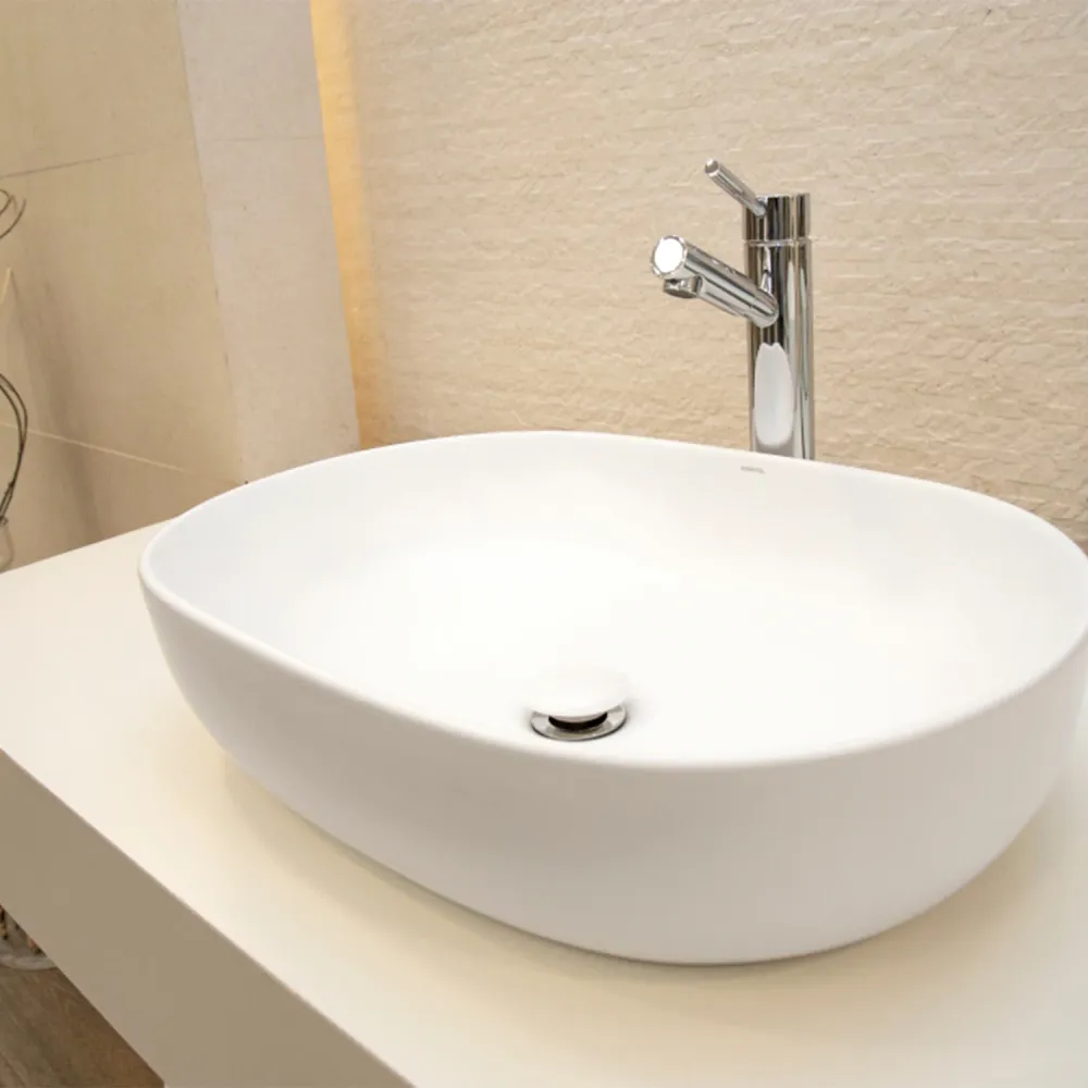 LAVABO DALI ESMALTADO BLANCO MATE 600 X 400 X 150 MM INCORPORA VALVULA