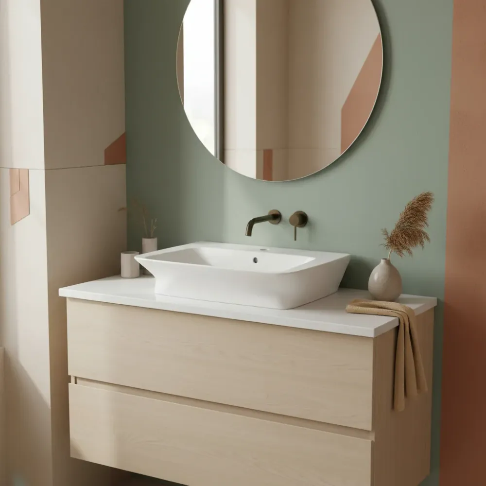 Lavabo sospeso o da appoggio Ceramica Azzurra serie Hera 63x43x14,5 cm - Bianco lucido