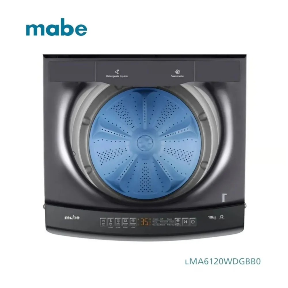 Lavadora Automática 16 Kg Diamond Grafito Mabe - LMA6120WDGBB0 Apto para Lavado en Frío