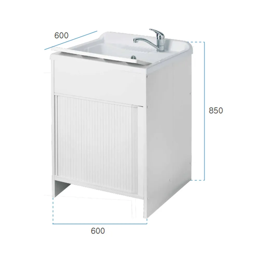 Lavatoio per esterni con mobile plastica e apertura serrandina cm 60x60