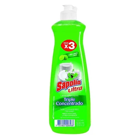 LAVAVAJILLA LIQUIDA LIMA LIMON 500ML "SAPOLIO" Pack Familiar