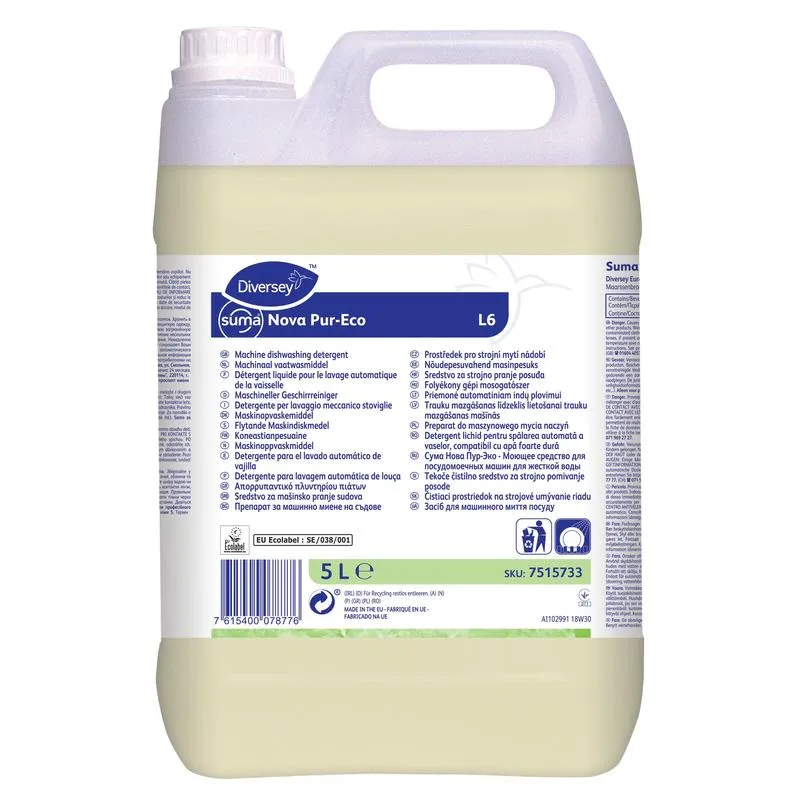 Lavavajillas Suma Nova Pur-ECO L6, líquido para Ropa Blanca y de Color