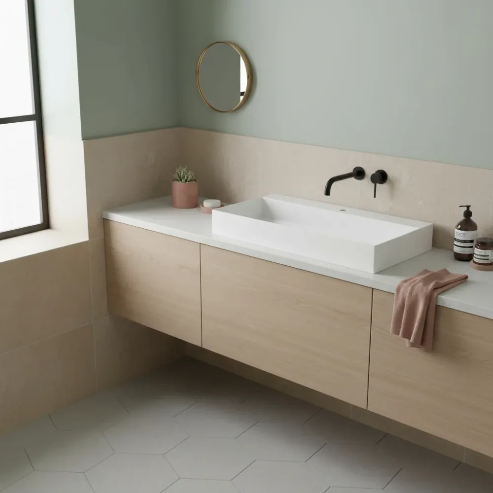 Líquido Lavabo de apoyo/colgado cuadrado Ceramica Azzurra Elegance 102x45 cm