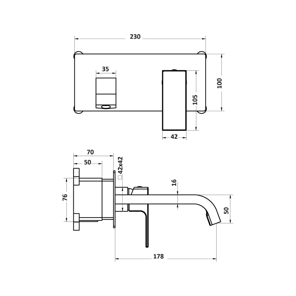 Mezclador lavabo empotrado serie Nix en latón cromado para Ropa de Color