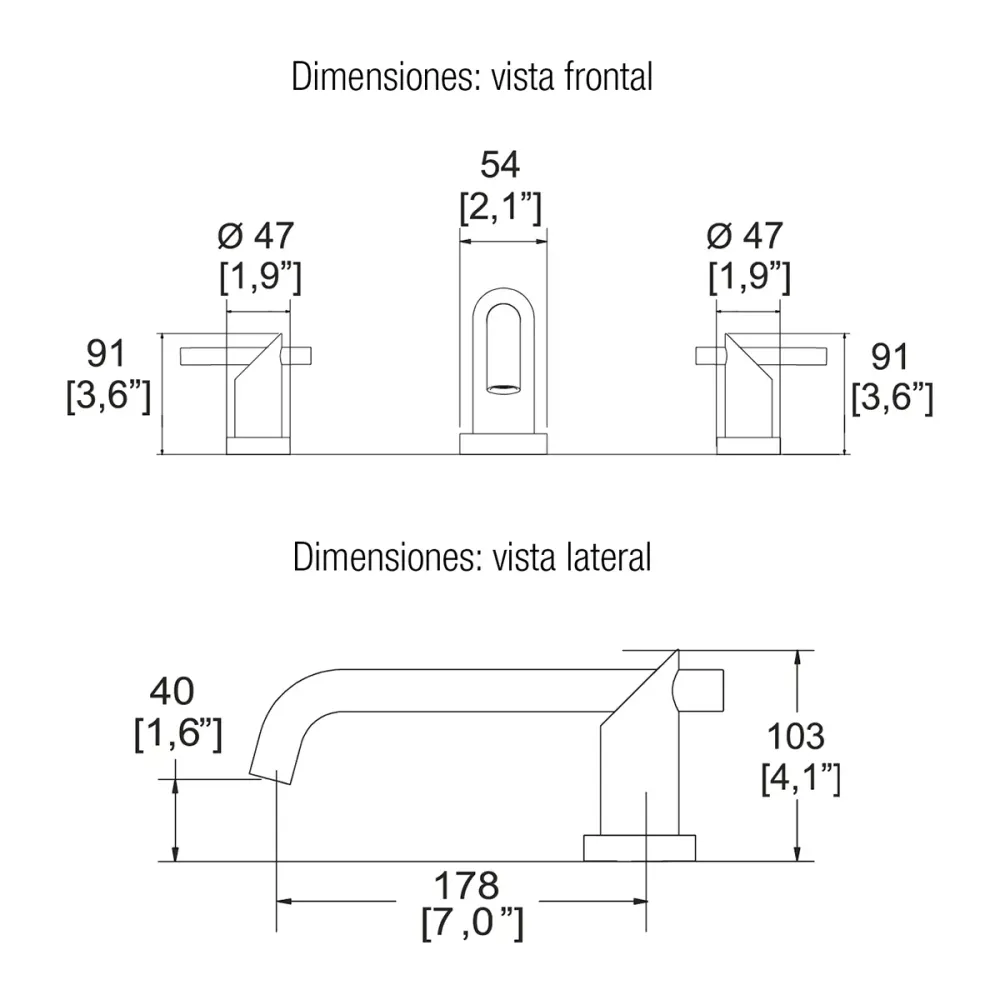 MEZCLADORA DE LAVABO 8" 12" NUVA MEP-2006 para Lavadora de Alta Eficiencia