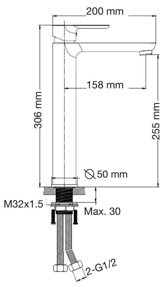 MONOMANDO EXTENSO LAVABO ODESSA NEGRO 73031N