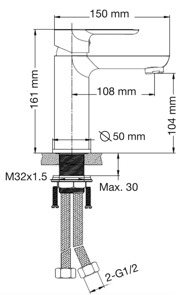 MONOMANDO LAVABO BAJO ODESSA TITANIO 73011T