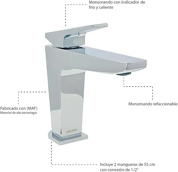 MONOMANDO LAVABO SIN CONTRA SPIGA CROMO SPG-100 con Protector UV