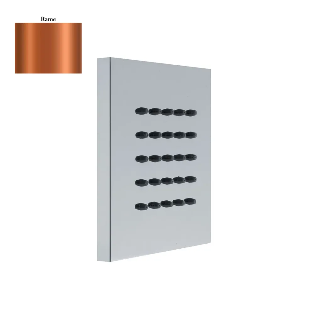 Soffione chorro corporal de pared cuadrado 100mm en latón cobre con Protector UV