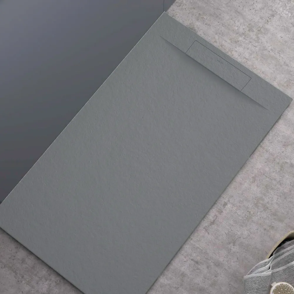 Cepillo para Botellas Plato de ducha de resina modelo Titano 90x110 cm gris sombrío efecto piedra