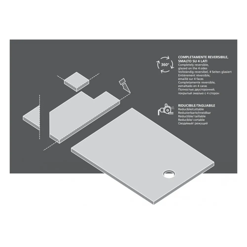 Plato de ducha de cerámica alta presión efecto piedra original 100x80 color blanco Petra H3 Pack de 6 Unidades