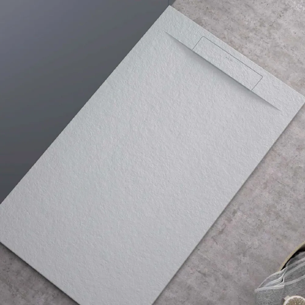 Plato de ducha de resina modelo Titano 70x110 cm blanco efecto piedra