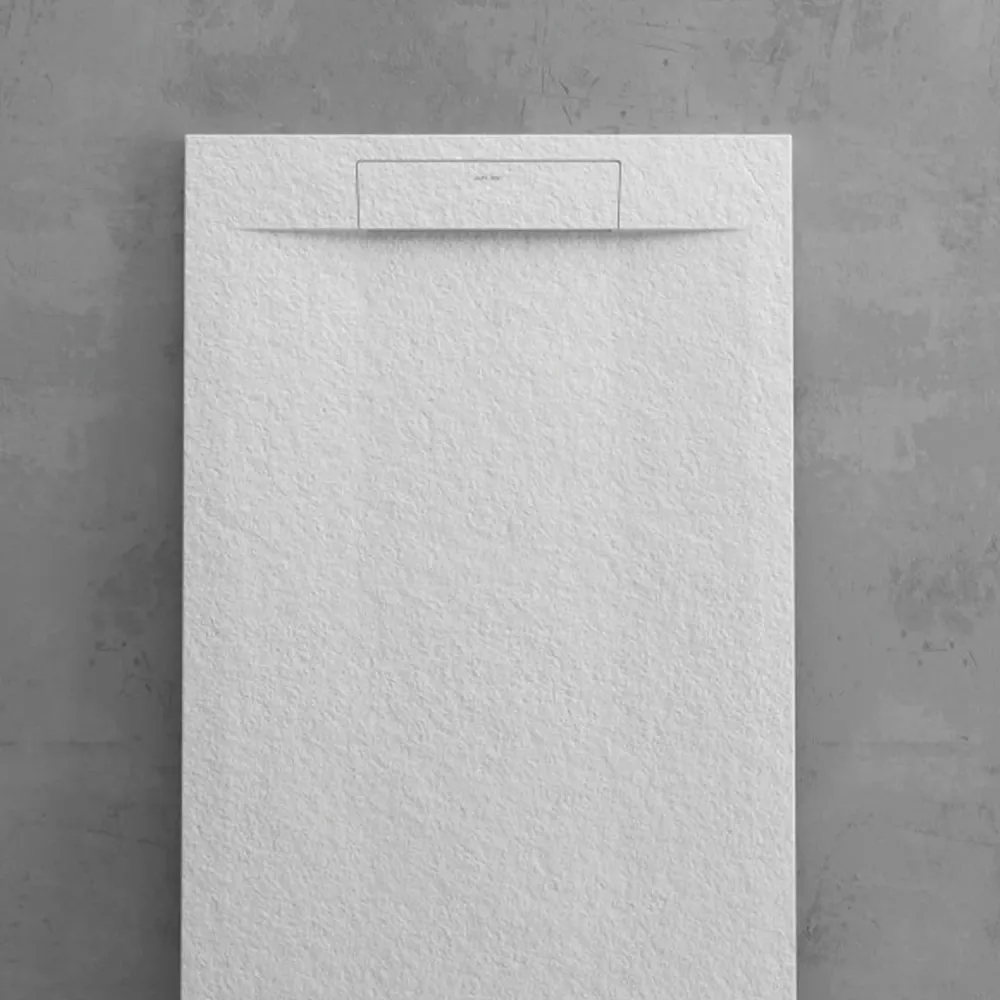 Plato de ducha de resina modelo Titano 70x110 cm blanco efecto piedra