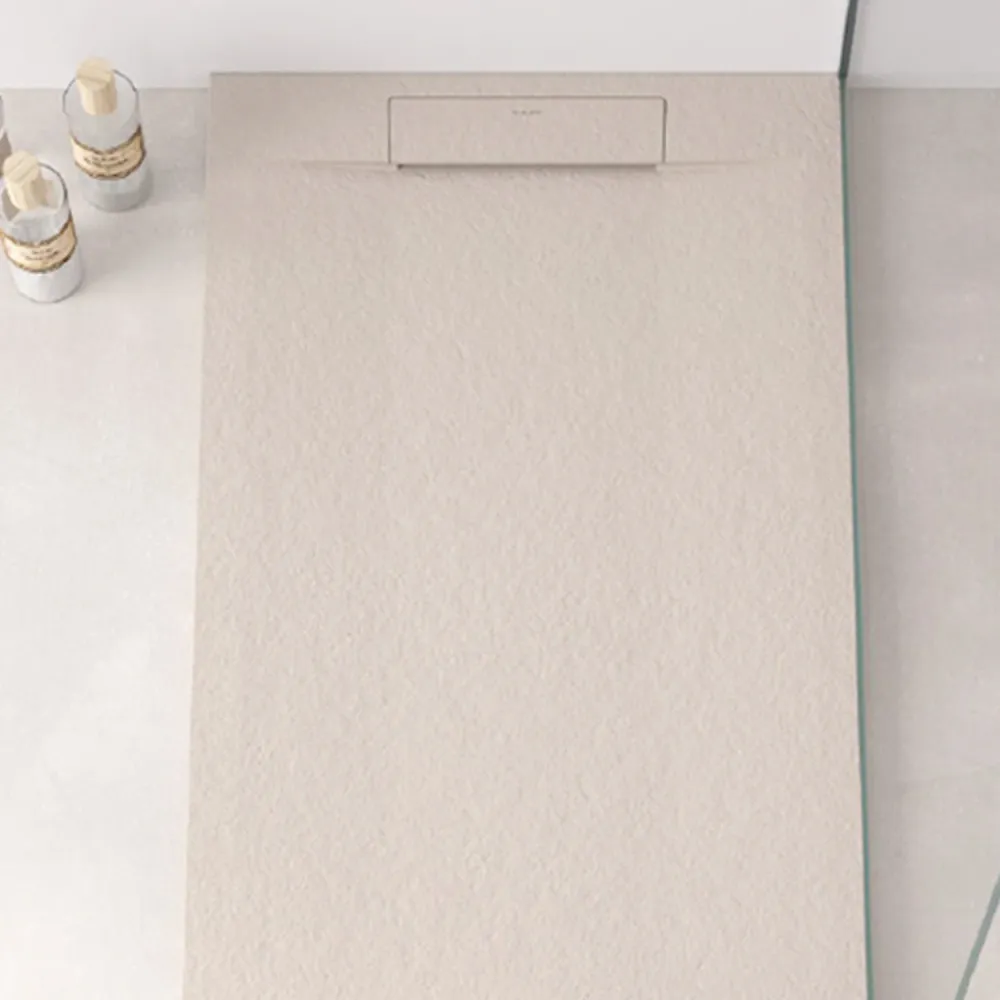 Plato de ducha de resina modelo Titano 70x110 cm crema efecto piedra