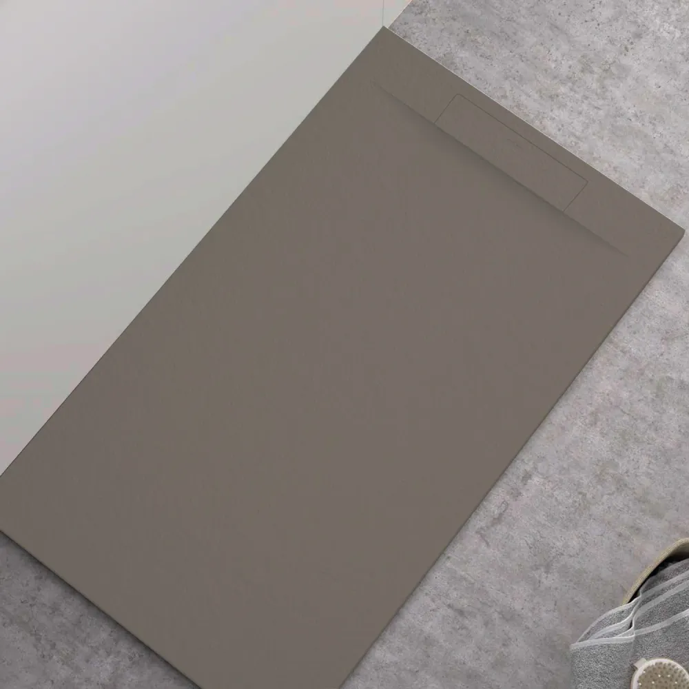 Plato de ducha de resina modelo Titano 90x110 cm taupe efecto piedra Apto para Lavavajillas