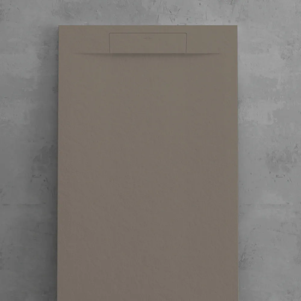 Plato de ducha de resina modelo Titano 90x110 cm taupe efecto piedra Apto para Lavavajillas