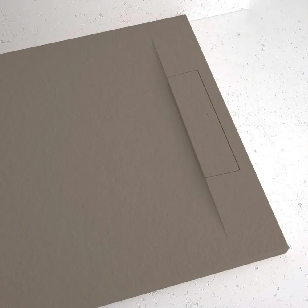 Plato de ducha de resina modelo Titano 90x110 cm taupe efecto piedra Apto para Lavavajillas